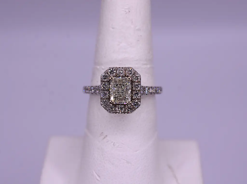 Radiant Cut Diamond Halo Engagement Ring | Cook's Jewelry