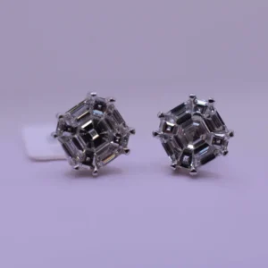 Octagon Diamond Puzzle Stud Earrings