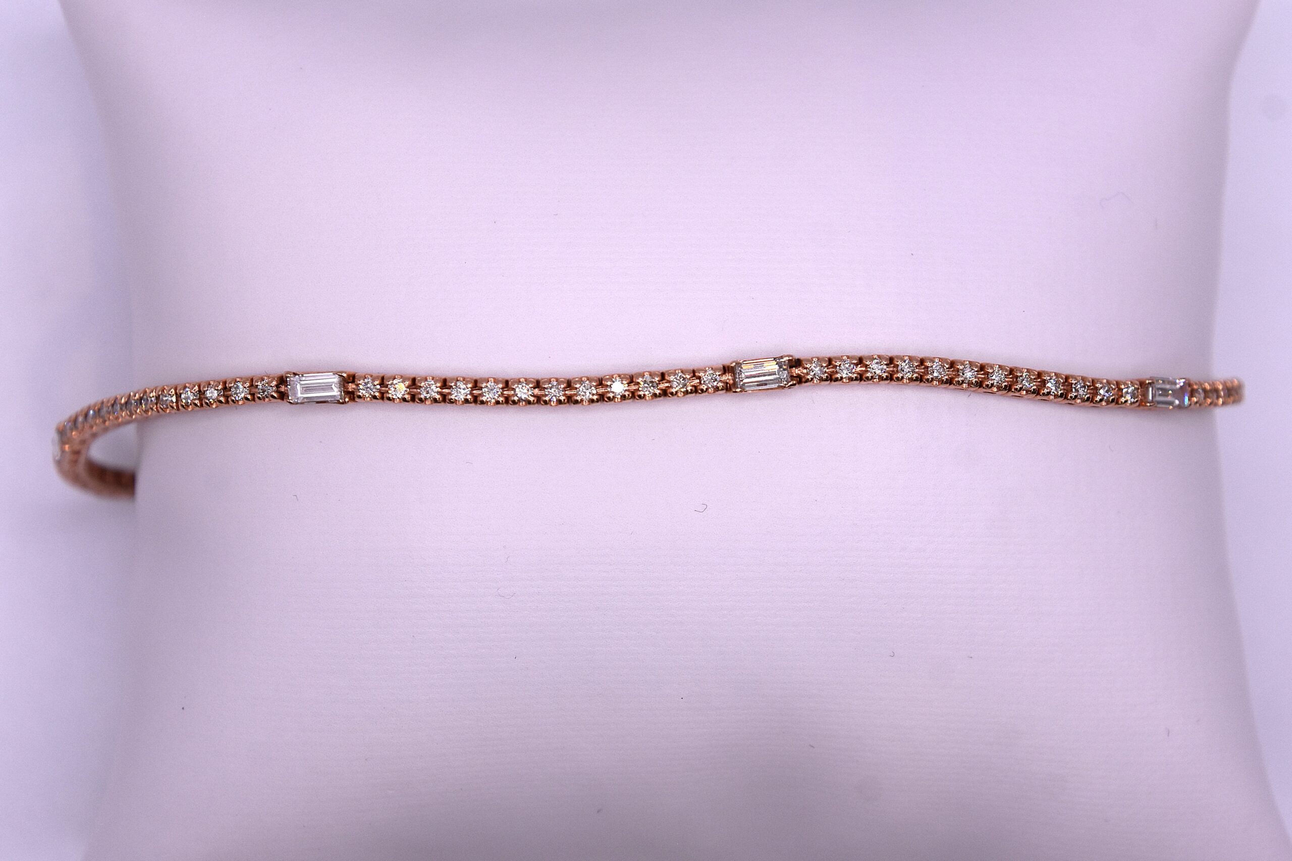 CJ100 Diamond Tennis Bracelet - 14K Rose Gold - Front View